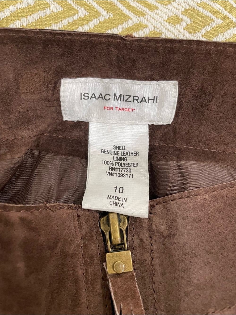 Issac Mizrahi Brown Suede A-Line Skirt with Front Zip - Picture 2 of 7